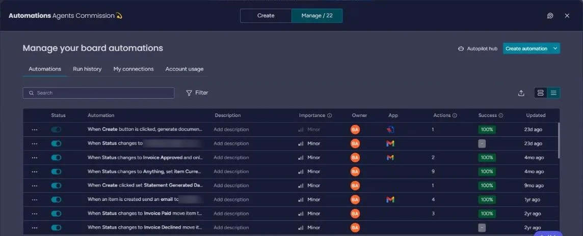 Automation layer screen